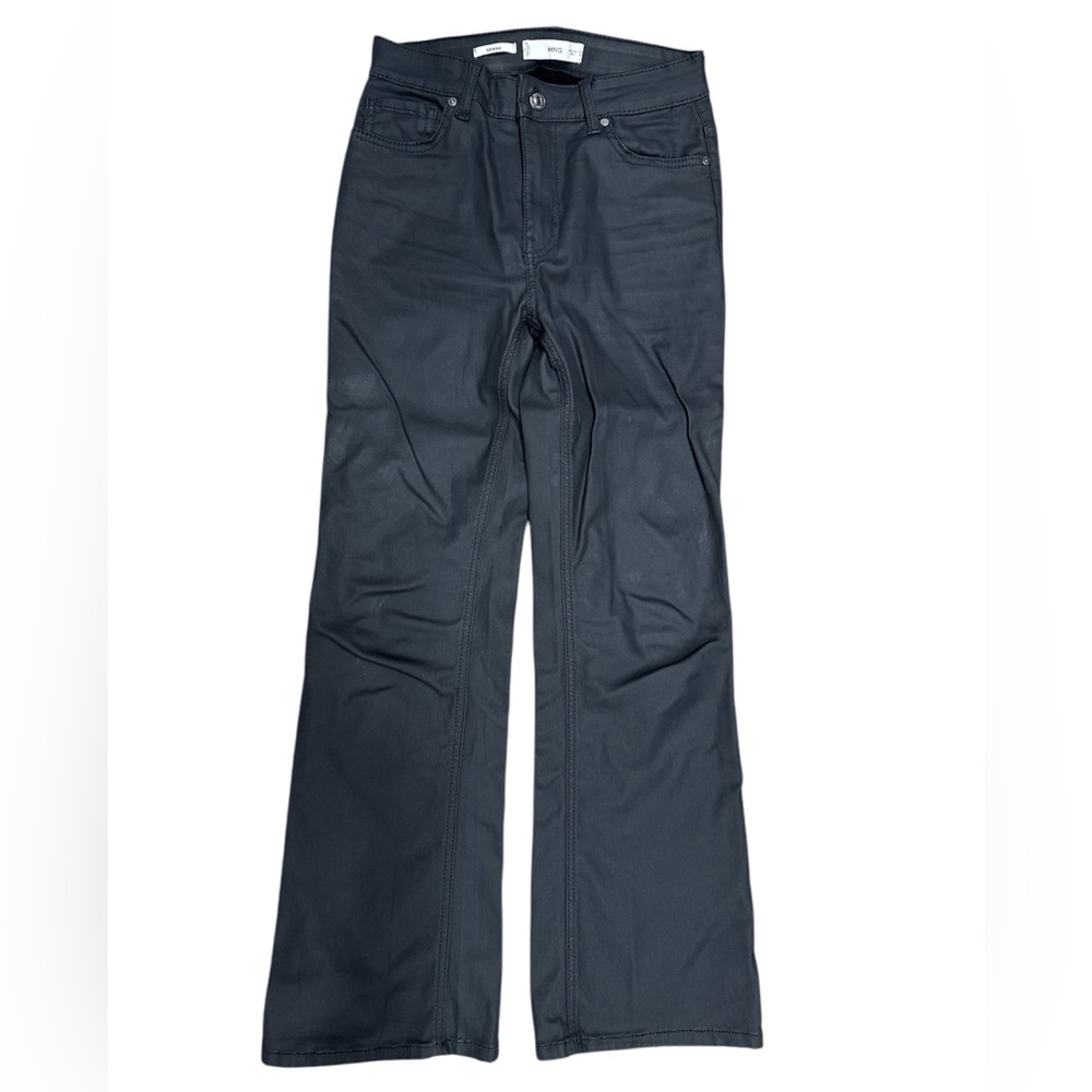 Mango Women's Faux Leather Look Black Denim